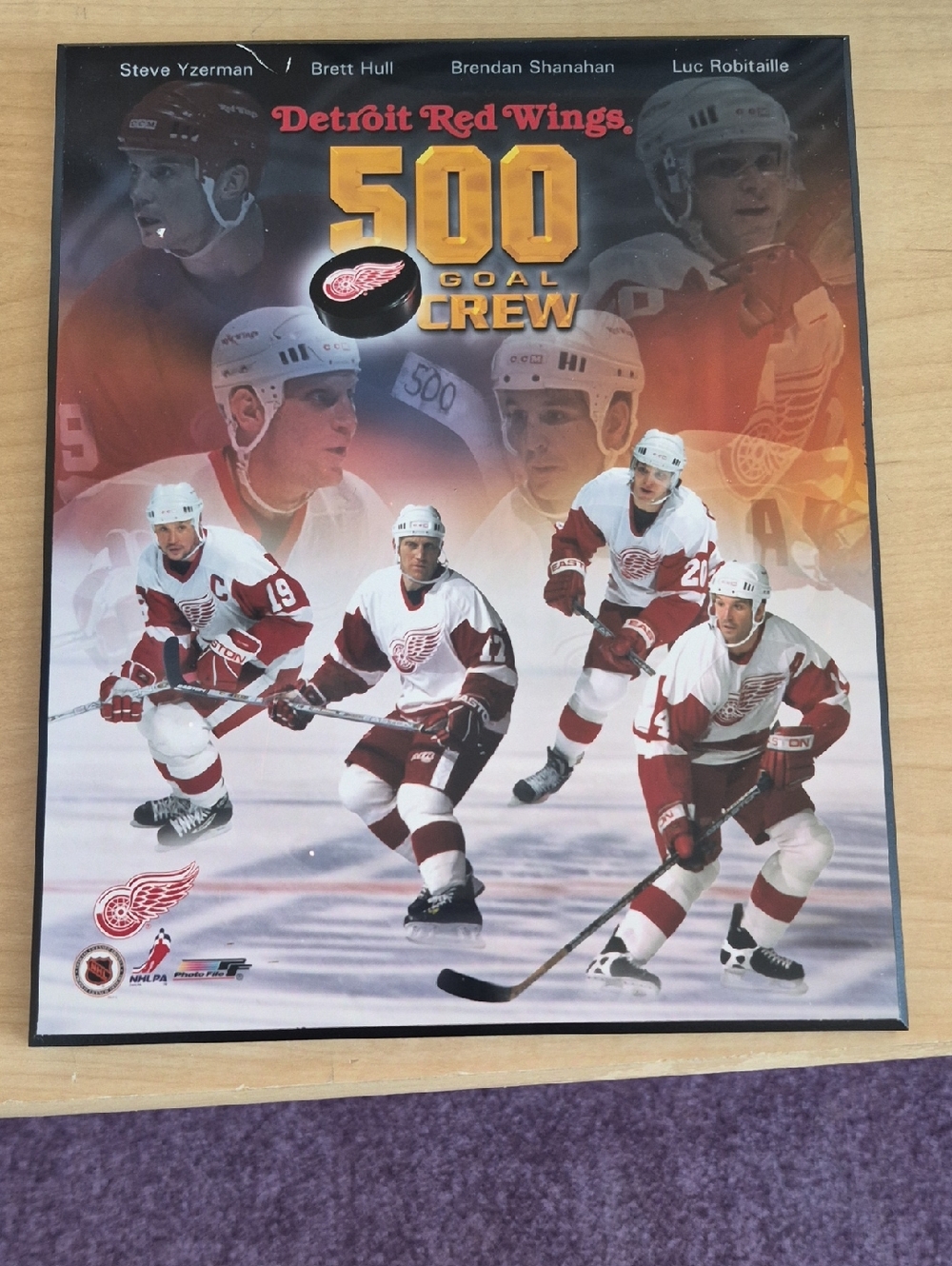 Detroit Red Wings 500 Goal Crew Commemorative Photo  Red & White